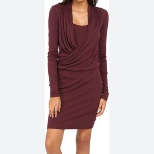 Elegant Long Sleeve Faux Wrap Dress